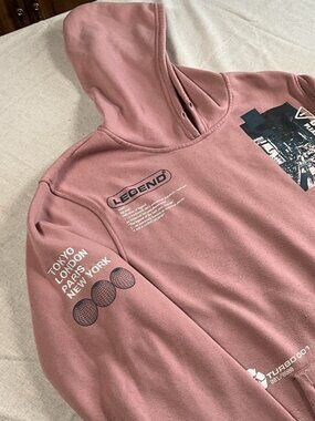 Brooklyn Trade Co Pink I Am Legend Hoodie Streetwear Graphic Pullover (Large)